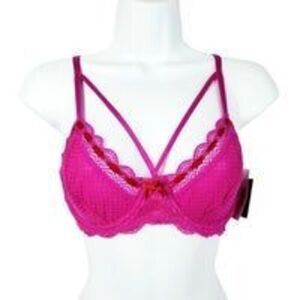 SAKI Silver by Diana M Bara 36B Pink Lace Bra